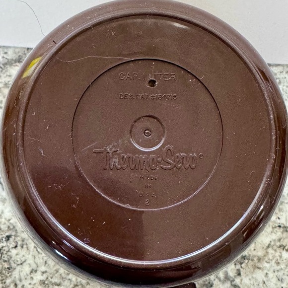 Thermo Serv Insulated Coffee Carafe Cream & Brown Vntg 1 Liter Rare Wheat Design - Picture 11 of 12